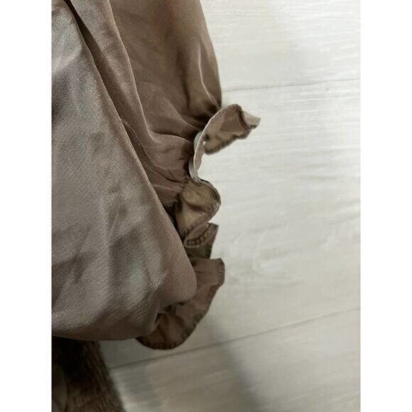 Mocha‎ Slinky Ruched Puff Sleeve Mini Dress Large - Picture 3 of 6